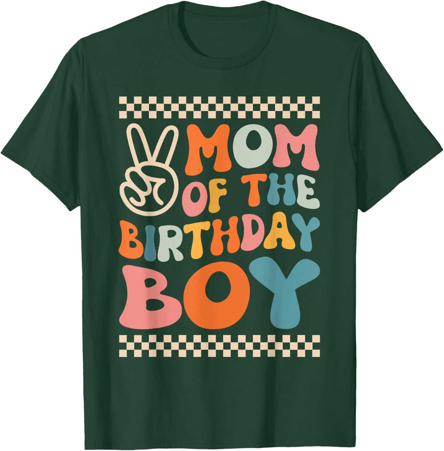 Mom Of The Birthday Boy Groovy Themed Family Fatching T-Shirt - T-Shirt | Forest