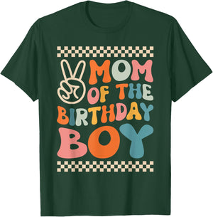 Mom Of The Birthday Boy Groovy Themed Family Fatching T-Shirt - T-Shirt | Forest