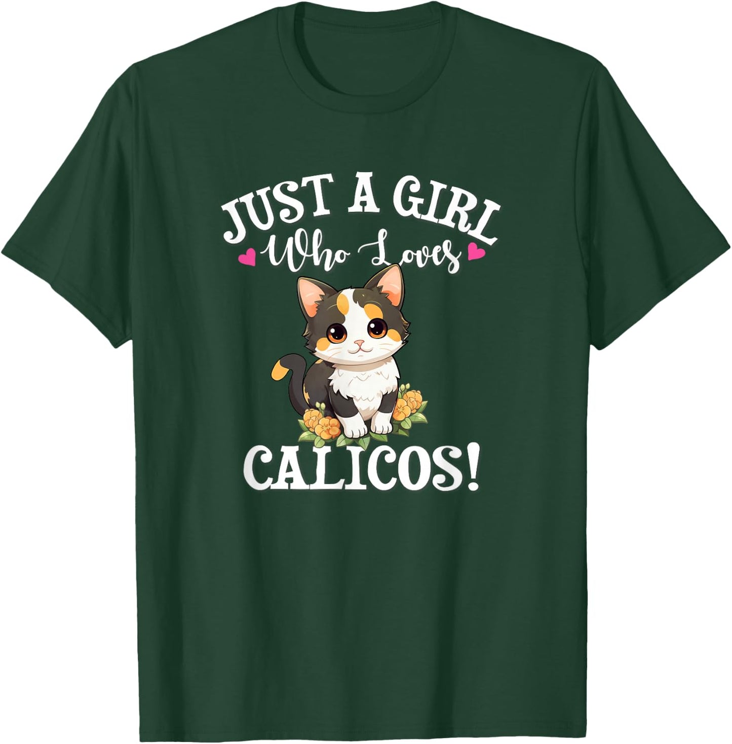 Kawaii Girl Who Loves Calico Cat Lover T-Shirt - T-Shirt | Forest