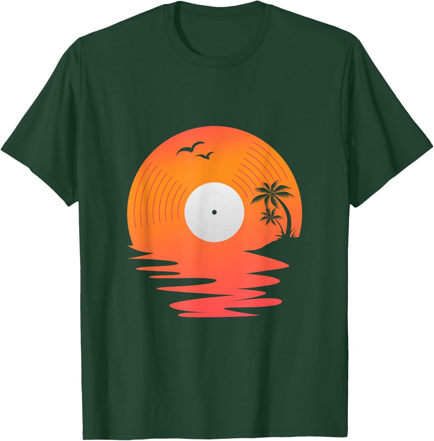 Vinyl Record Retro Disk Sea Beach Turntables Design For DJ T-Shirt - T-Shirt | Forest