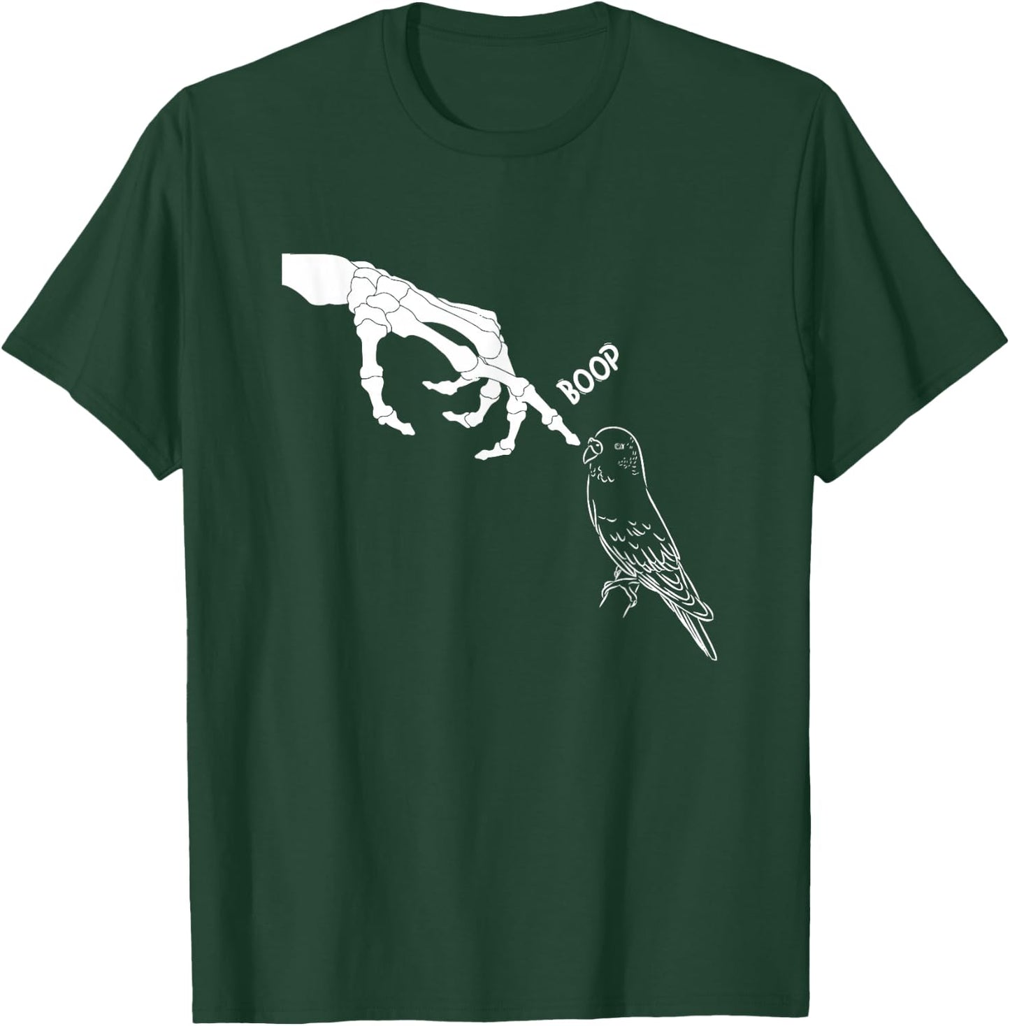 Budgie Skeleton Hand Boop Bird Spooky Halloween Budgerigar T-Shirt - T-Shirt | Forest