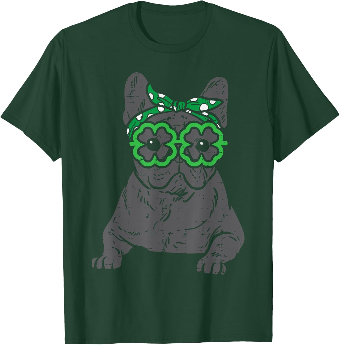 French Bulldog Shamrock Glasses St Patricks Day Dog Gift Men Women Kids T-Shirt - T-Shirt | Forest