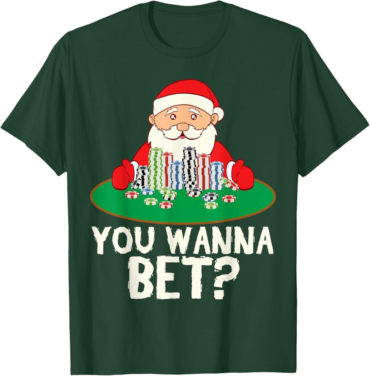 Santa Bet Casino Royal Flush Card Christmas T-Shirt - T-Shirt | Forest