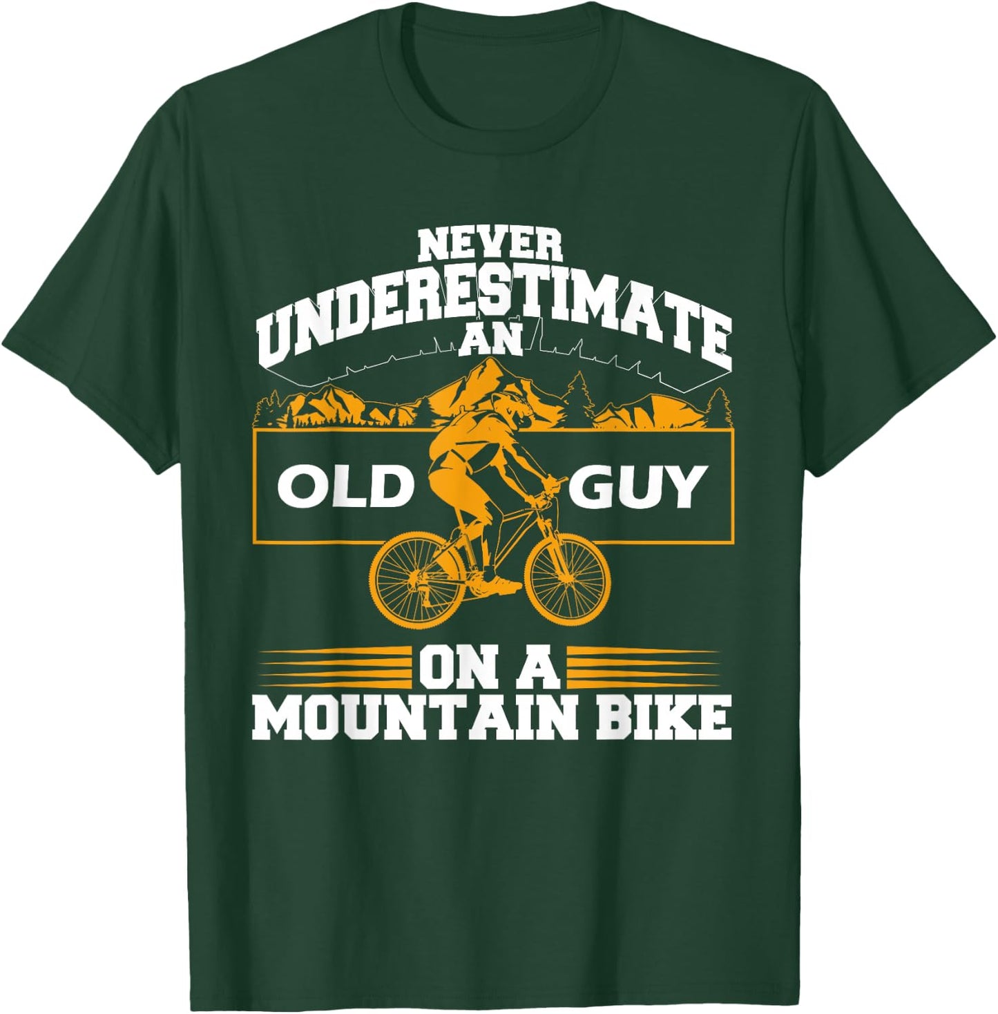 Funny Old Biker Mountain Bike Gift | Cute Bicycle Riders Men T-Shirt - T-Shirt | Forest