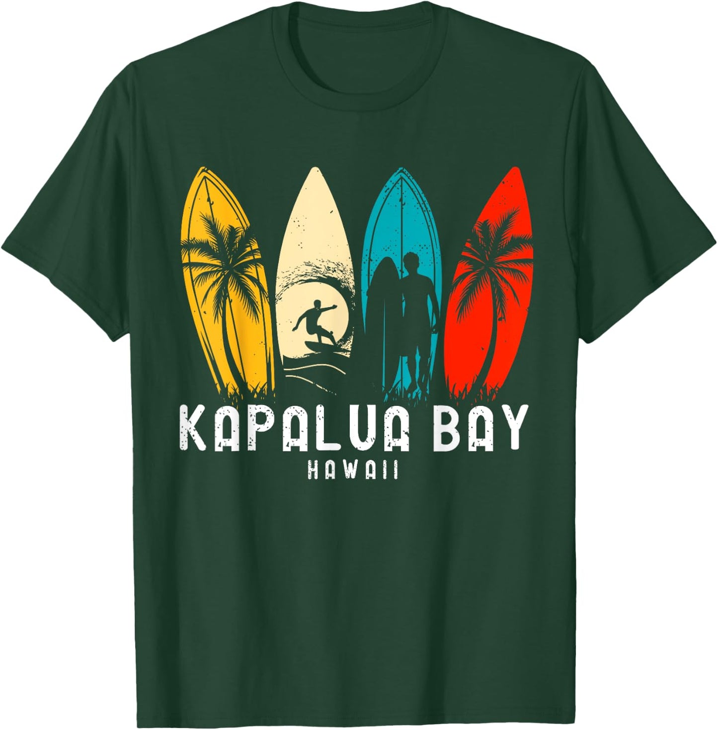 Retro Hawaii Kapalua Bay Surfboarder Design T-Shirt - T-Shirt | Forest