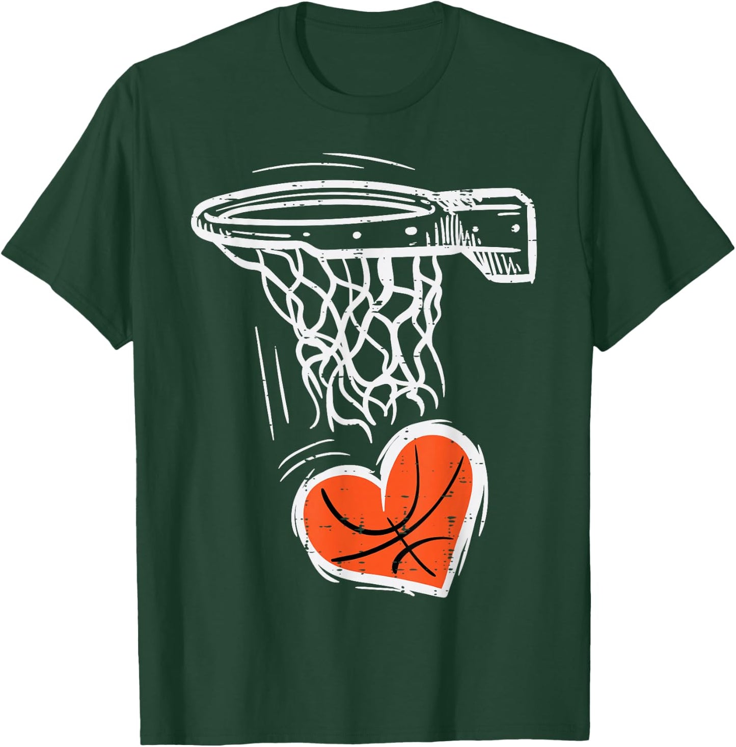 Valentines Day Basketball Heart Men Women Girls Kids Toddler T-Shirt - T-Shirt | Forest