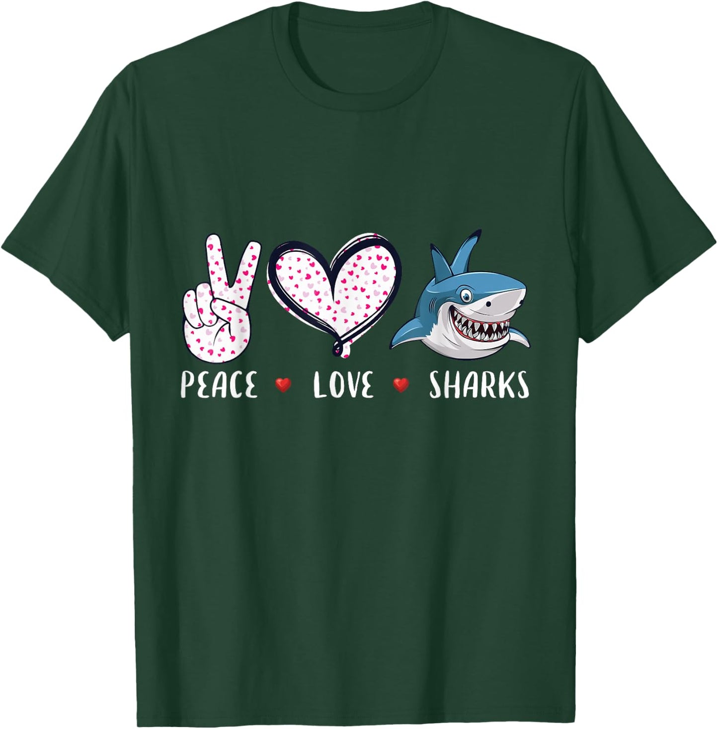 Peace Love Sharks Kids Boys Girls Men Women Gifts T-Shirt - T-Shirt | Forest