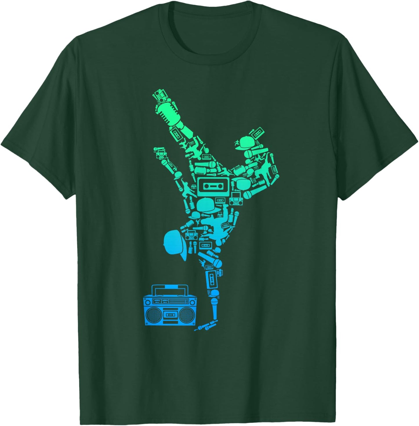 Breakdancer Breakdancing with Hip Hop Dance Music Boombox T-Shirt - T-Shirt | Forest