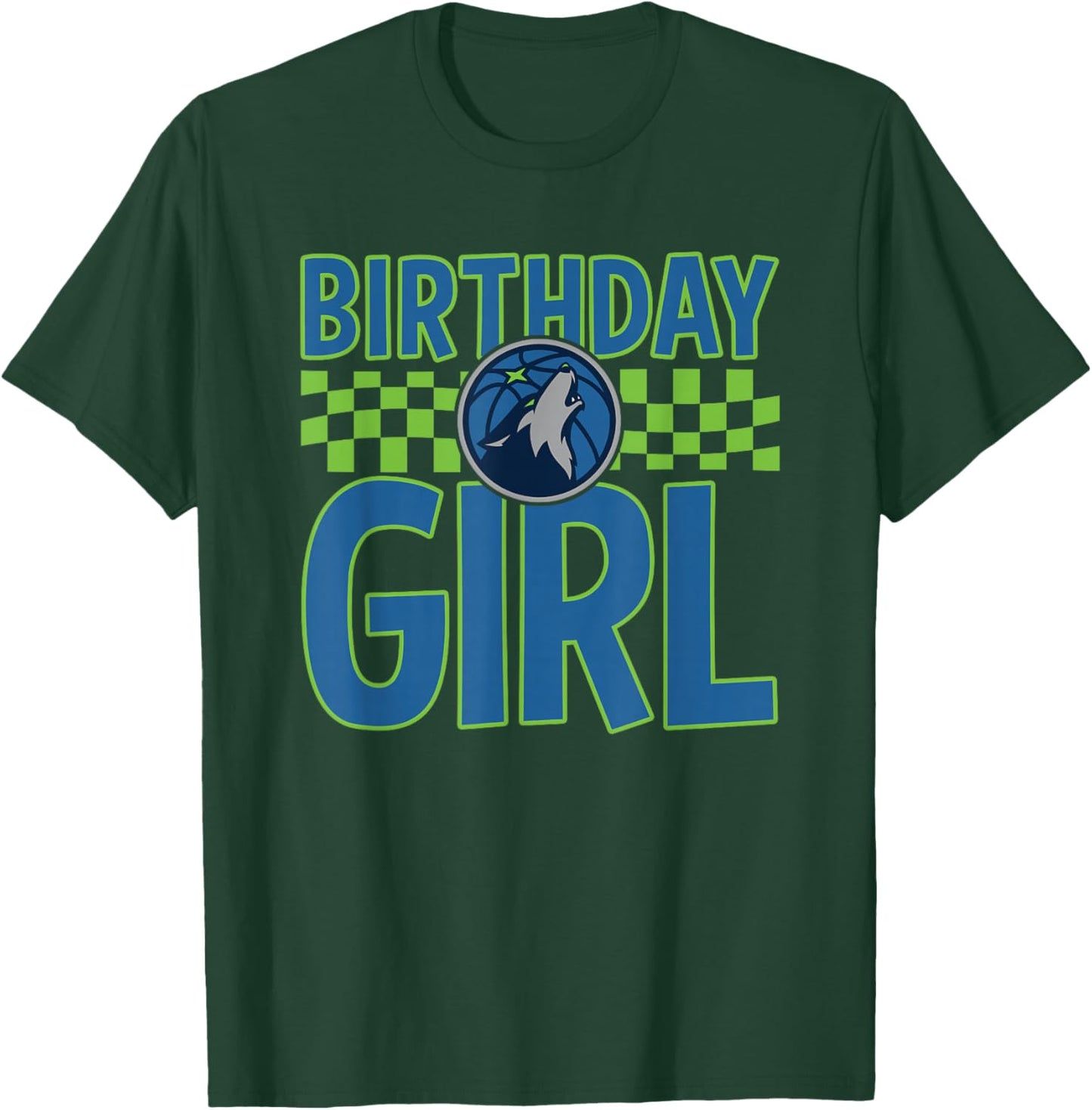 NBA Minnesota Timberwolves Birthday Girl Checkerboard Banner T-Shirt - T-Shirt | Forest