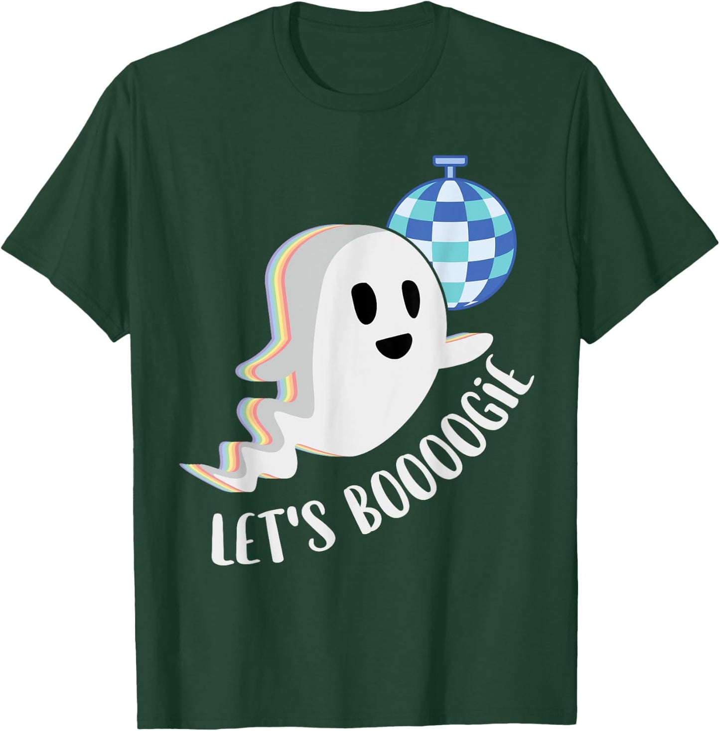 Let's Boogie Funny Cute Ghost Boo Groovy Disco Dance Pun T-Shirt - T-Shirt | Forest