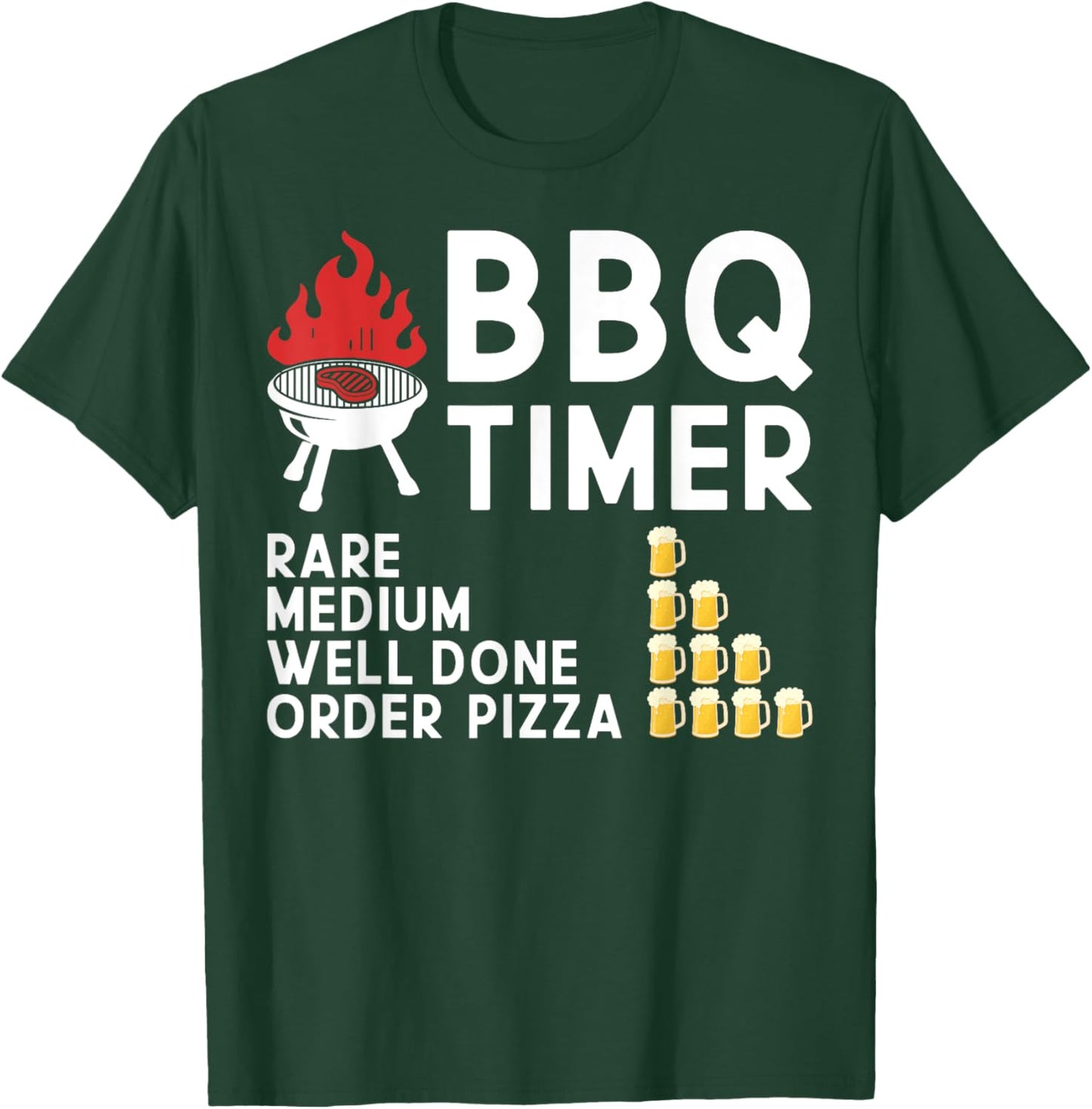 BBQ Timer Barbecue Grilling Smoker Drinking T-Shirt - T-Shirt | Forest