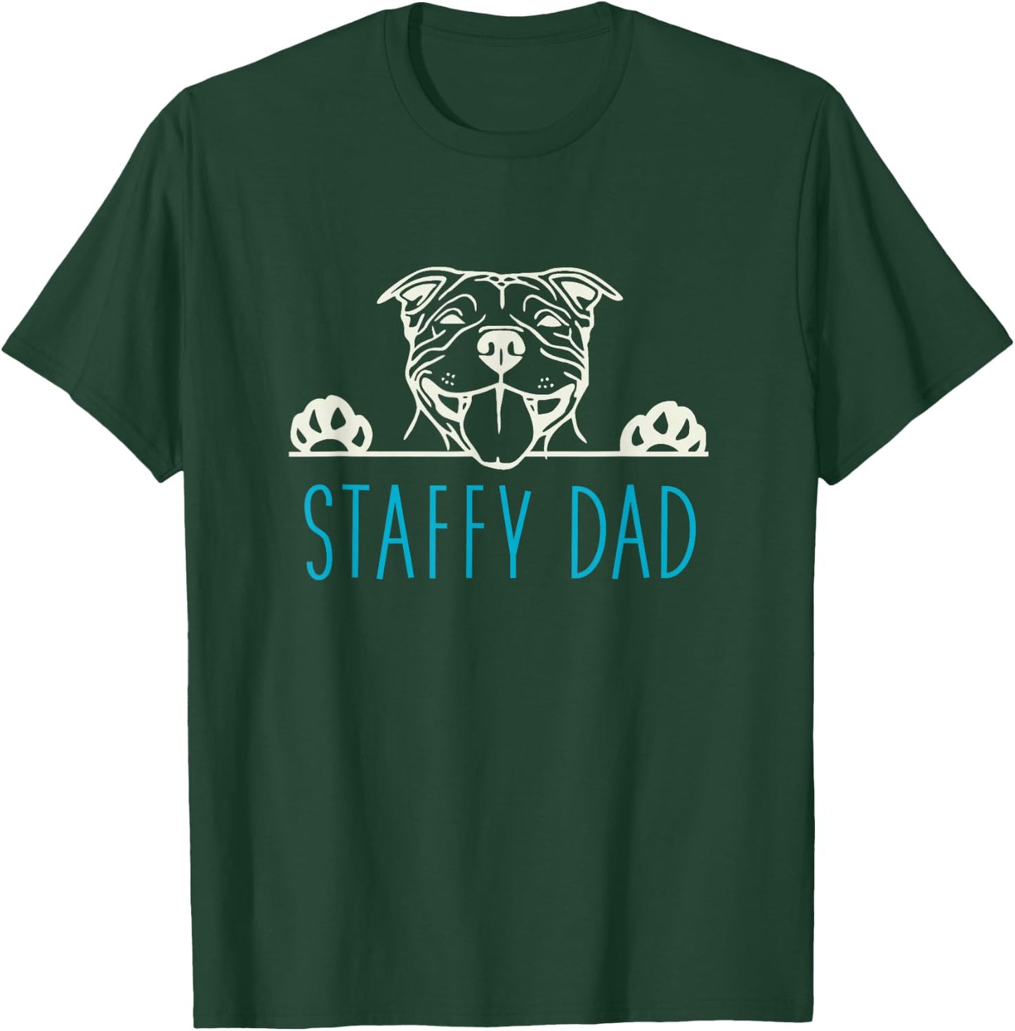 Staffy Dad with Staffordshire Bull Terrier Dog T-Shirt - T-Shirt | Forest