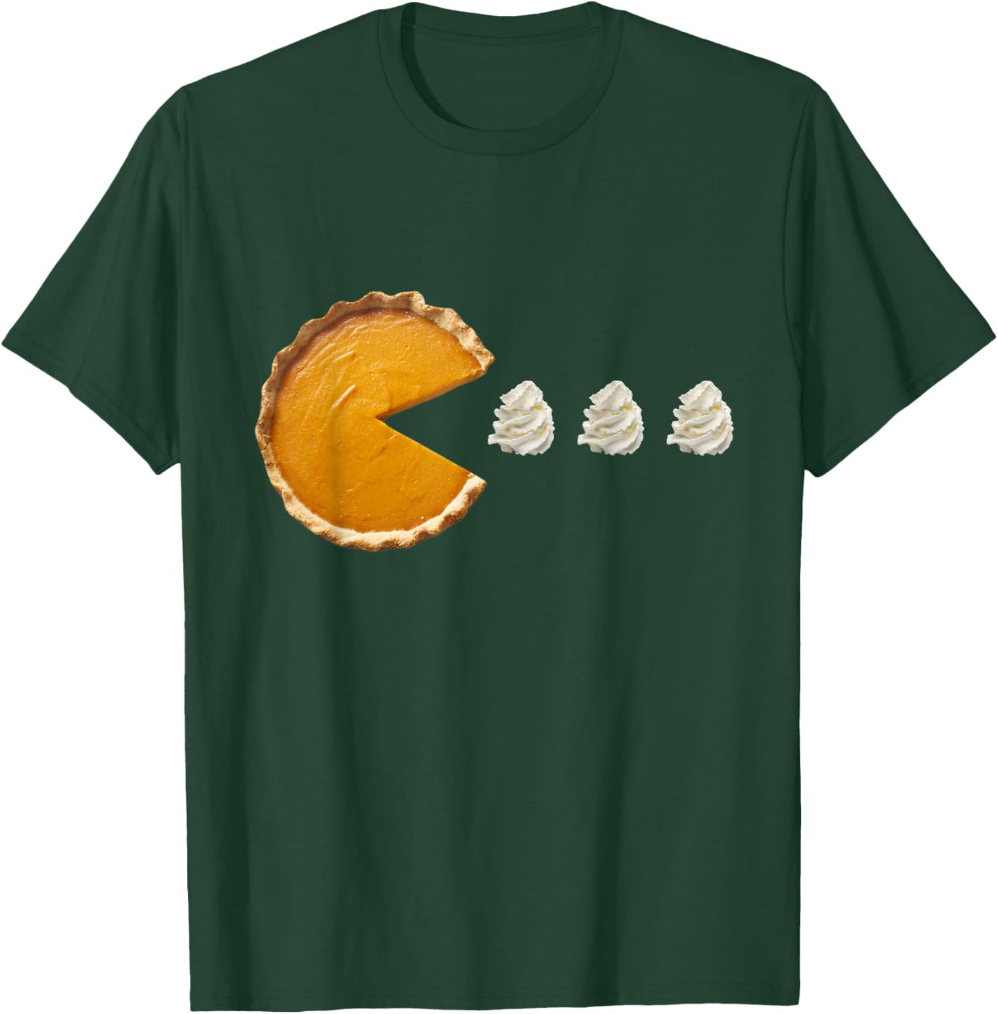 Pumpkin Pie Eating Running Whipped Cream Thanksgiving Day T-Shirt - T-Shirt | Forest