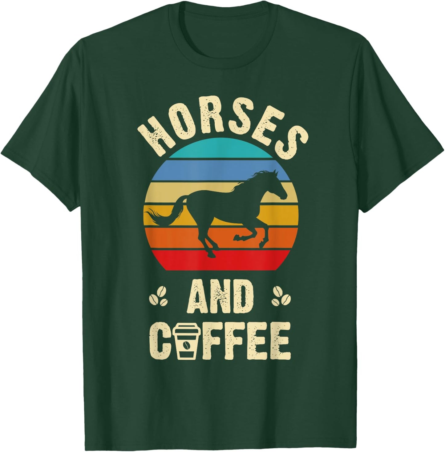 I like Horses & Coffee Funny vintage Pet theme lover T-Shirt - T-Shirt | Forest