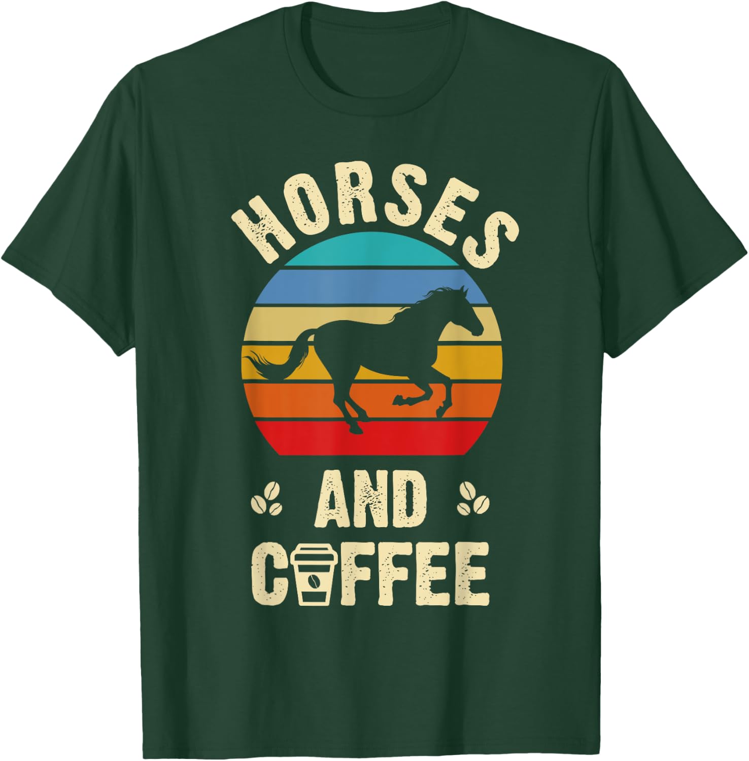 I like Horses & Coffee Funny vintage Pet theme lover T-Shirt - T-Shirt | Forest