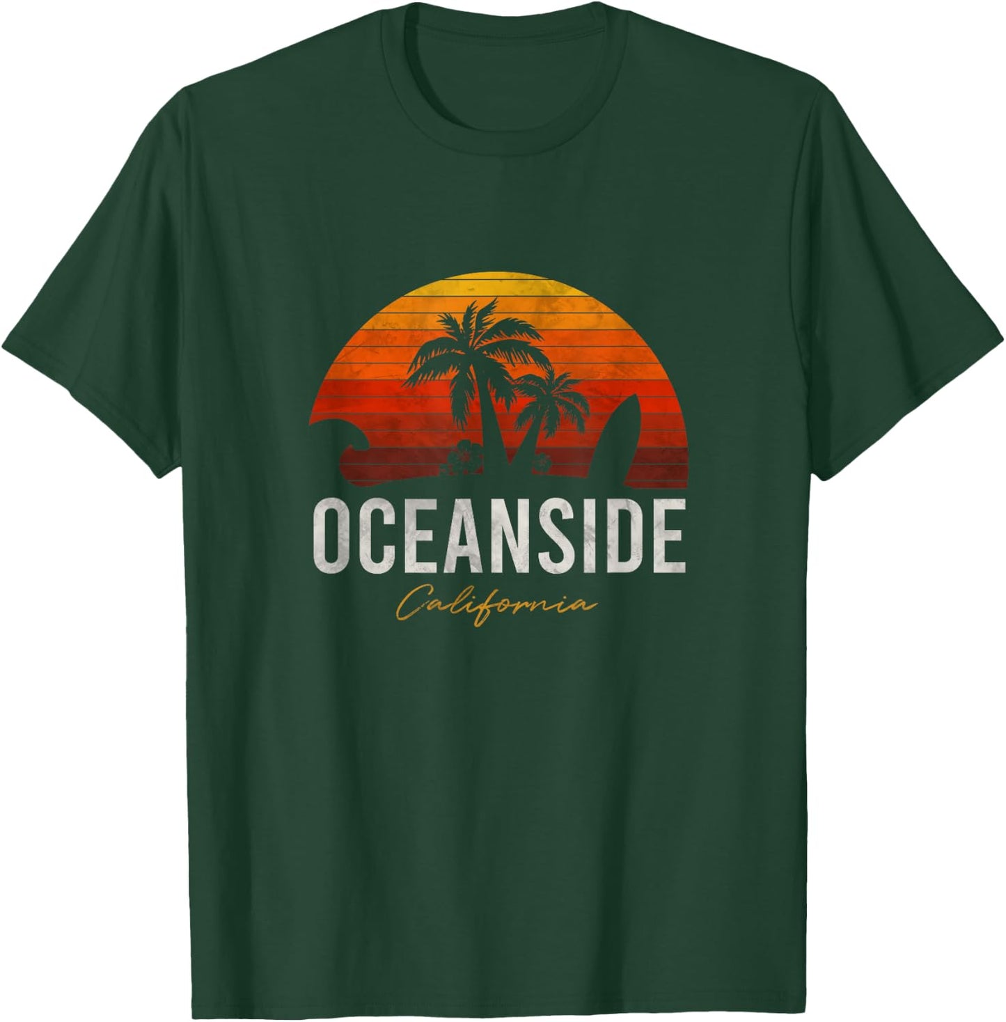 Oceanside Beach California Palms Vacation Surf Sundown T-Shirt - T-Shirt | Forest