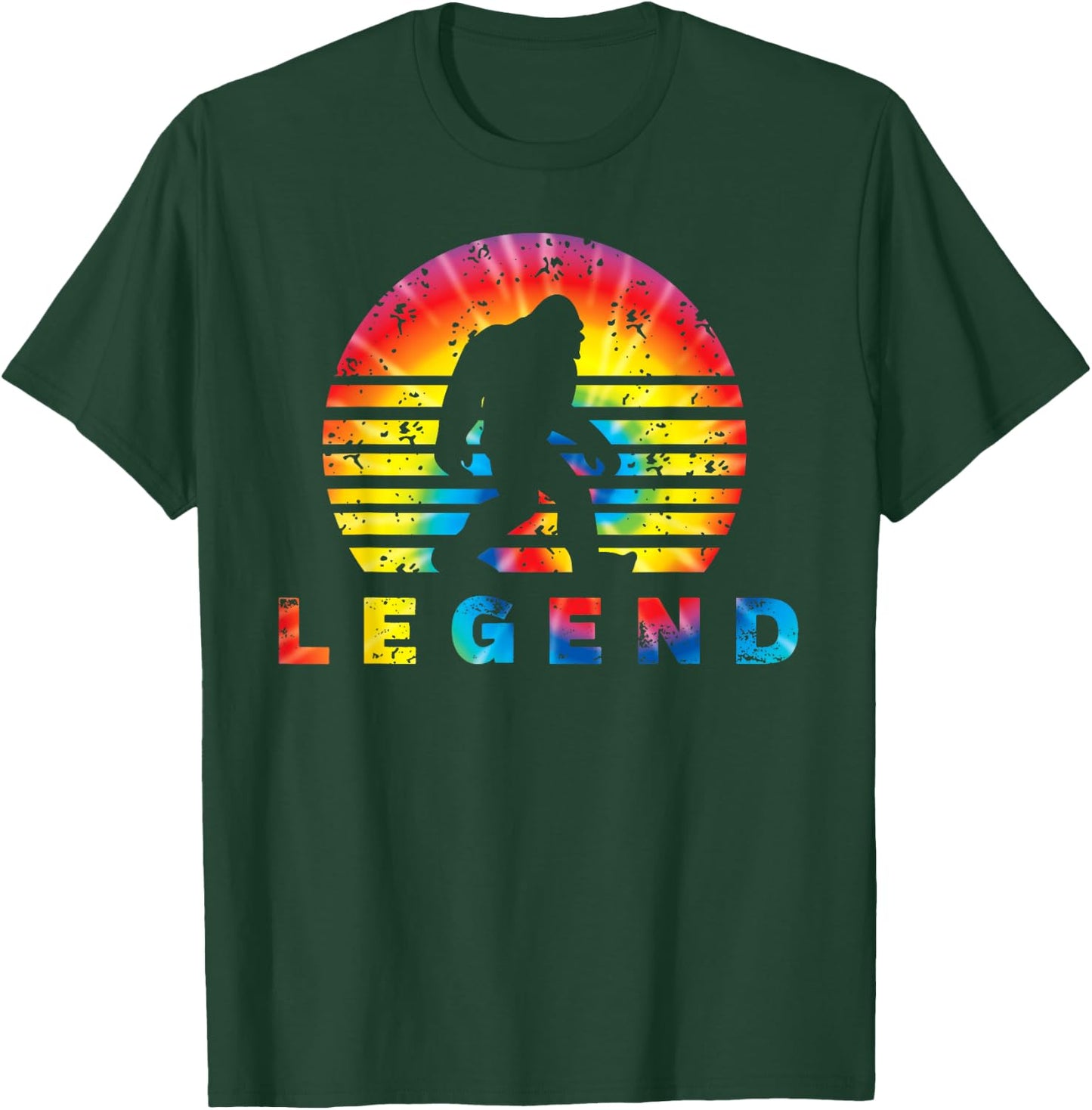 Tie Dye Retro Bigfoot Legend Silhouette T-Shirt - T-Shirt | Forest