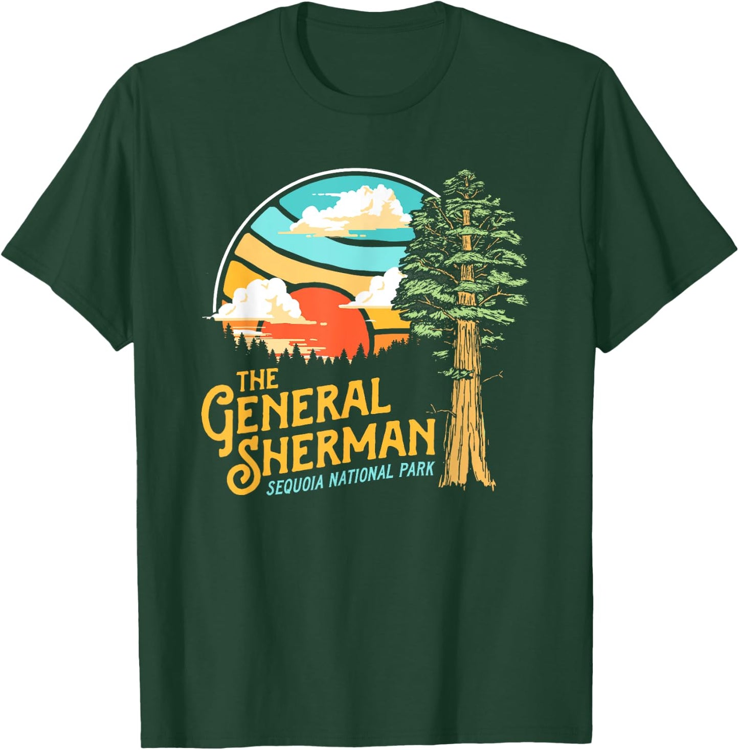 Vintage General Sherman Sequoia National Park Retro Graphic T-Shirt - T-Shirt | Forest