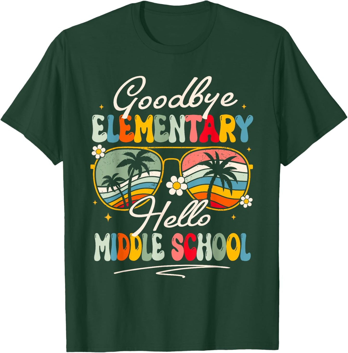 Groovy Goodbye Elementary Hello Middle School Summer Student T-Shirt - T-Shirt | Forest