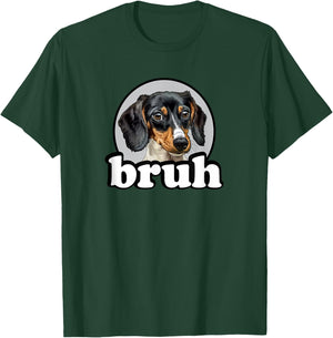 Funny Kids Boys Bro Bruh Piebald Dachshund Lover T-Shirt - T-Shirt | Forest