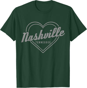 Nashville Tennessee Country Music City Heart Gift Vintage T-Shirt - T-Shirt | Forest