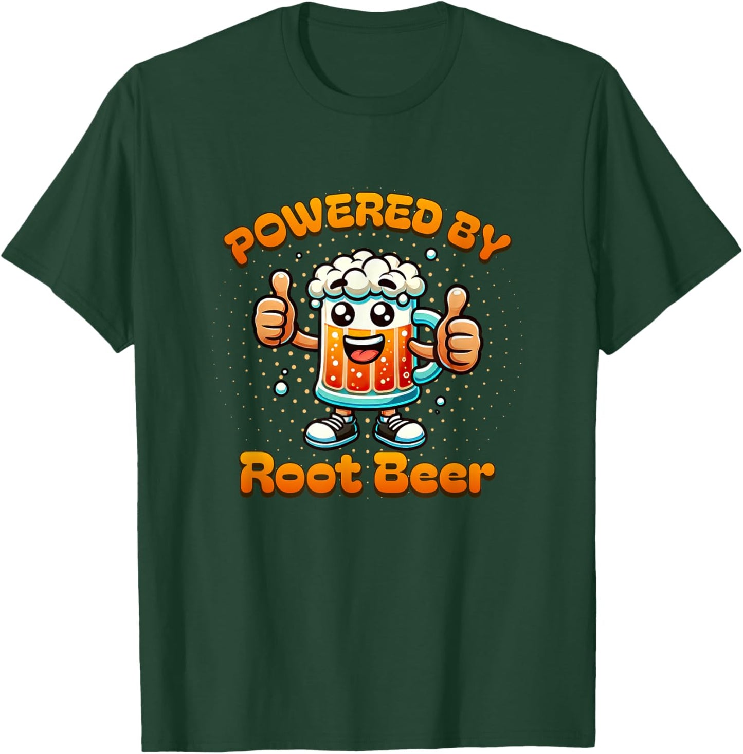 Fun Powered by Root Beer Cartoon Graphic T-Shirt - T-Shirt | Forest