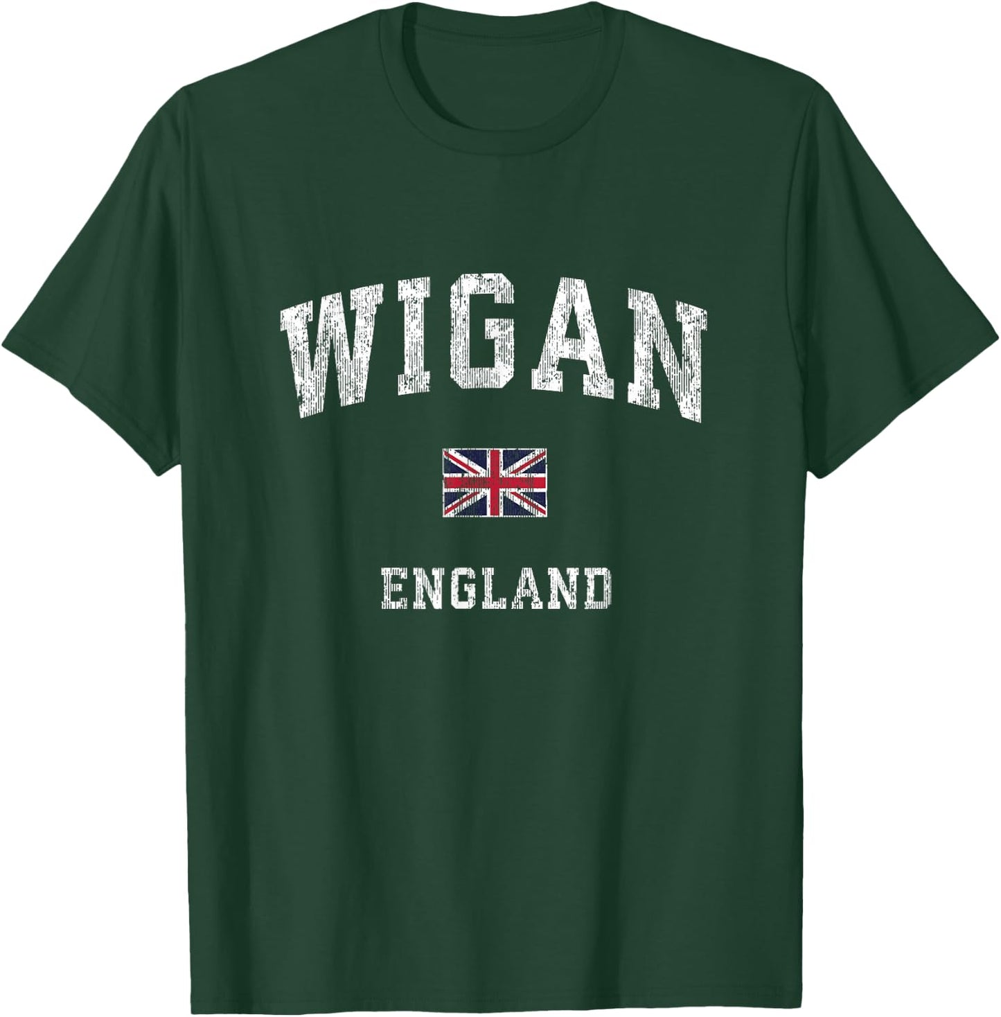 Wigan England Vintage Athletic Sports Design T-Shirt - T-Shirt | Forest