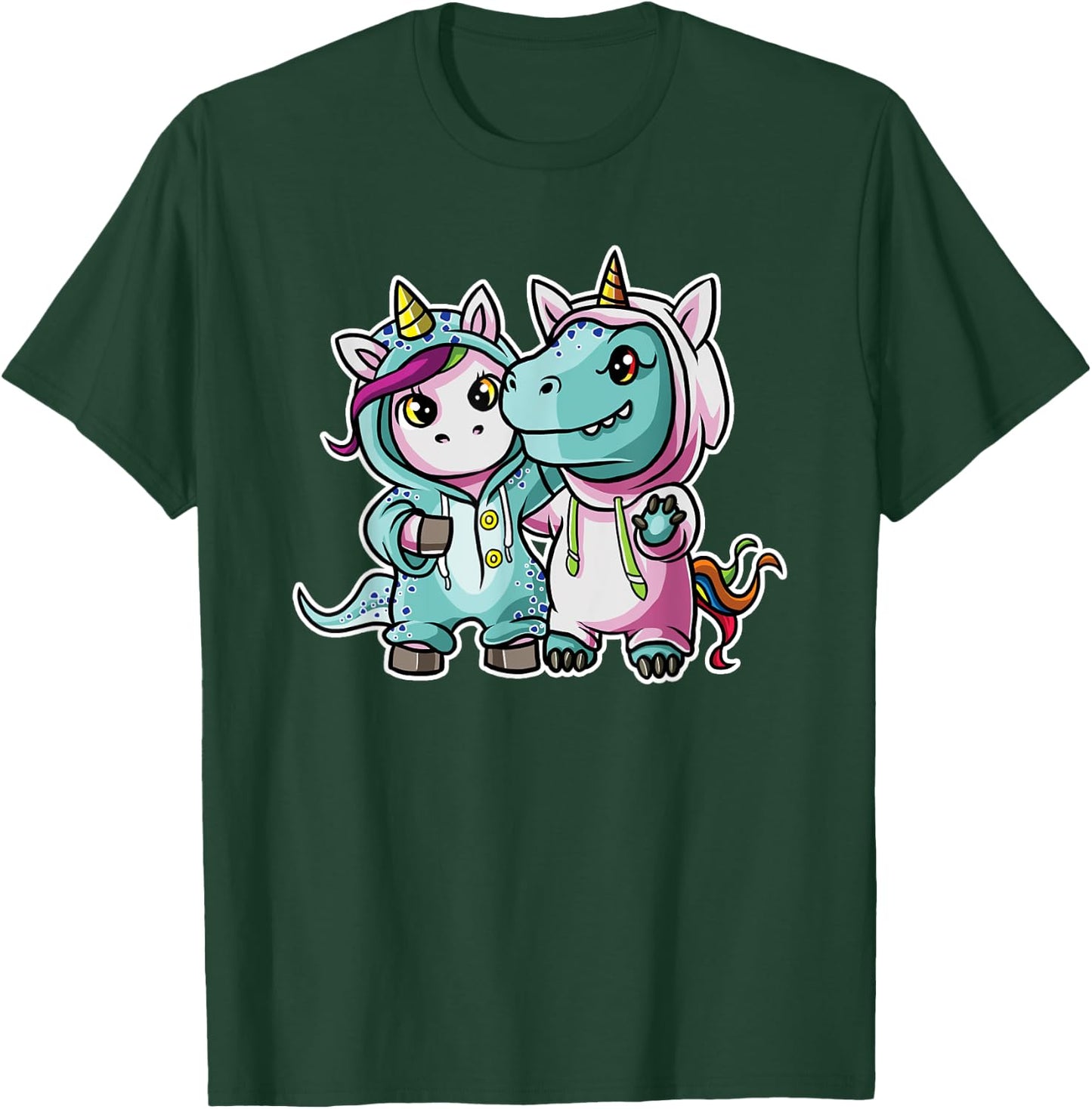 Unicorn T-Rex Best Friends Dinosaur Costume T-Shirt - T-Shirt | Forest