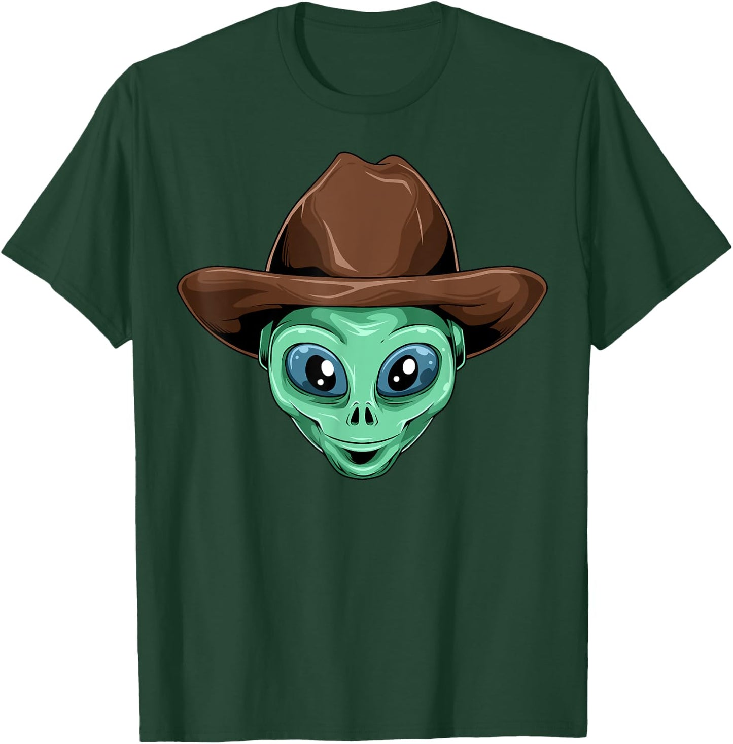 Alien Cowboy Hat UFO Believers Outer Space Cowboy Alien T-Shirt - T-Shirt | Forest