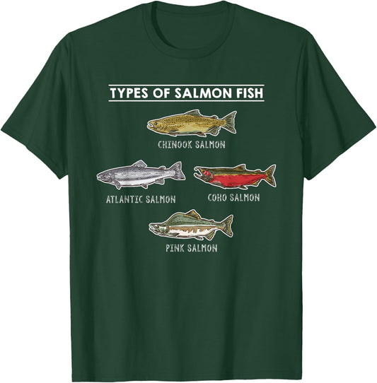 Types of Salmon Fish for Salmon Fishing T-Shirt - T-Shirt | Forest
