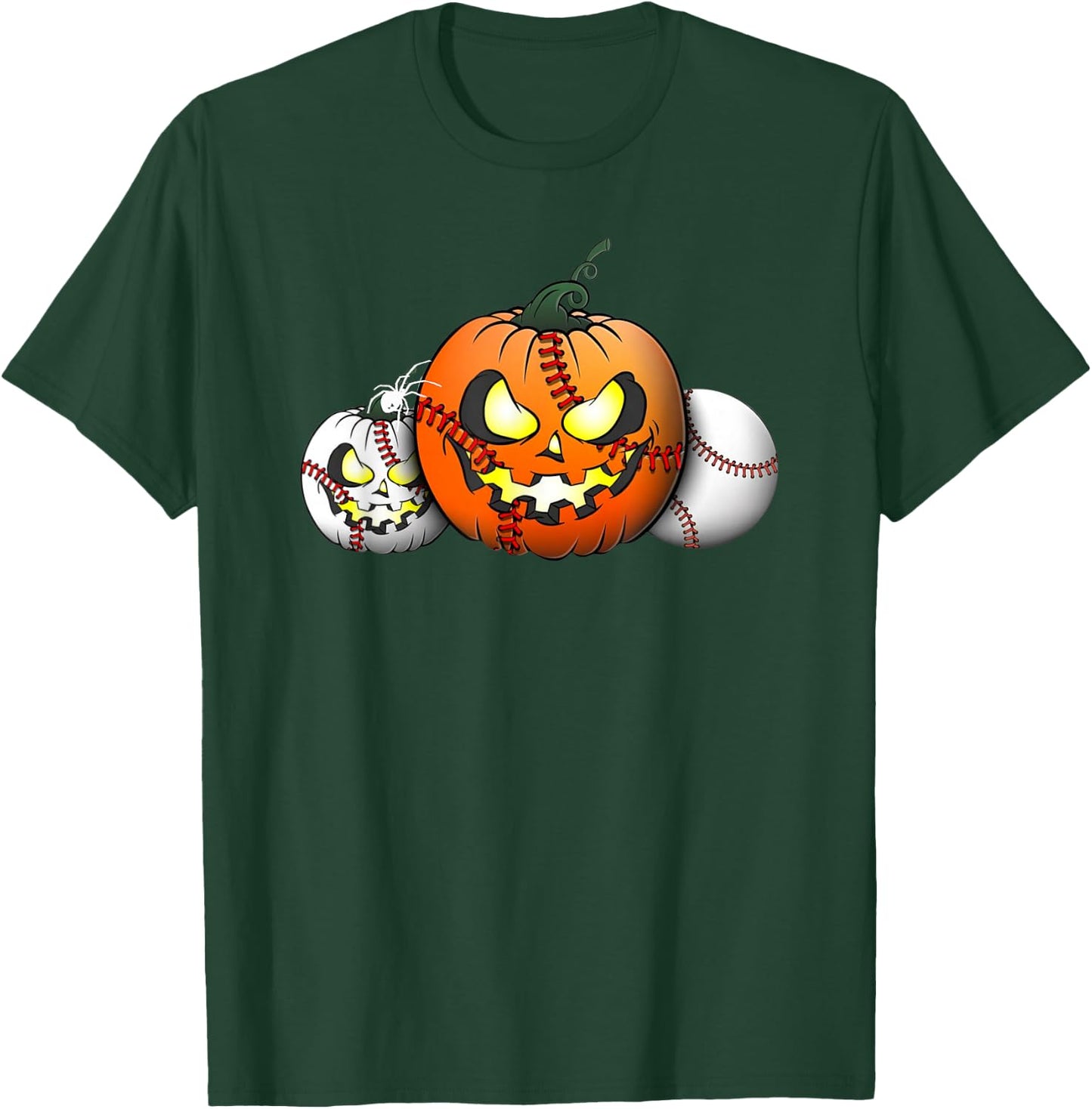 Horror Pumpkin Baseball Halloween Baseball Boys Youth Men T-Shirt - T-Shirt | Forest