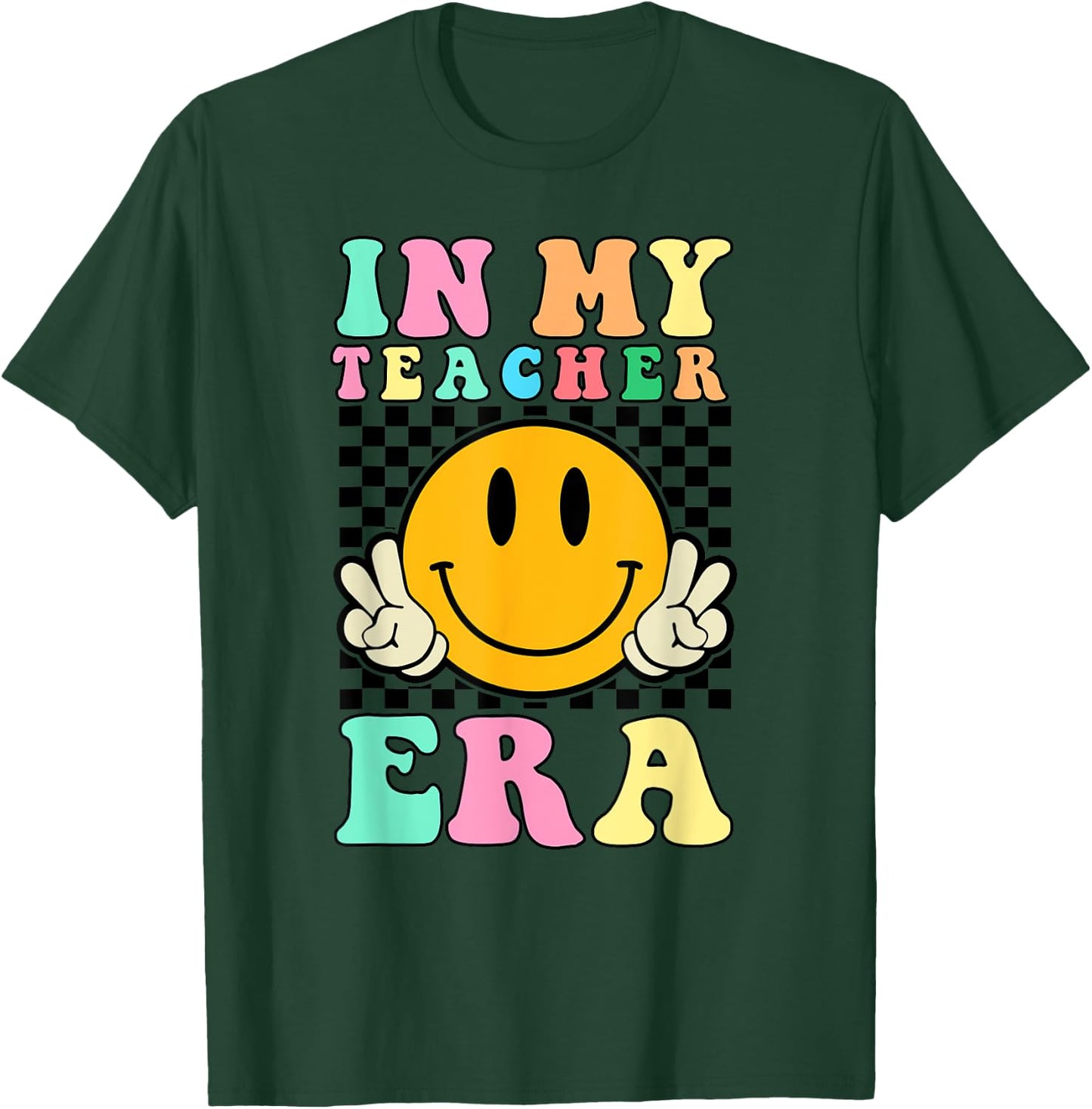 In My Teacher Era Retro Back To School Teacher Student T-Shirt - T-Shirt | Forest