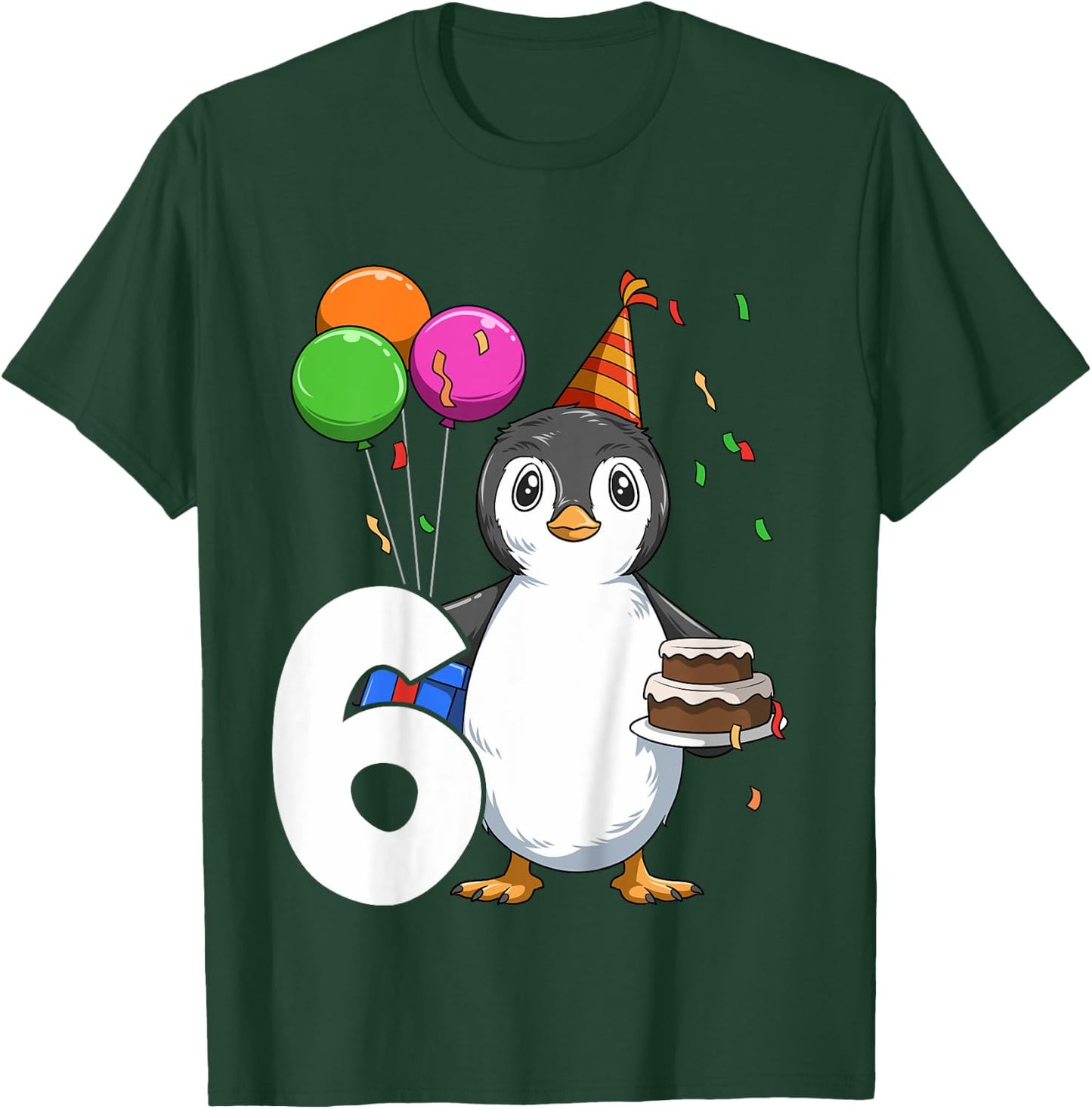 Penguin Birthday 6 Penguin 6th Birthday Outfit Penguin Party T-Shirt - T-Shirt | Forest