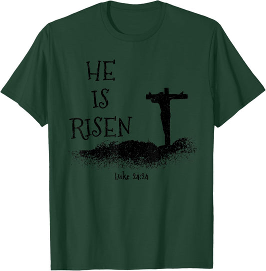 Easter He Is Risen Religious Palm Sunday cross Men Women T-Shirt - T-Shirt | Forest