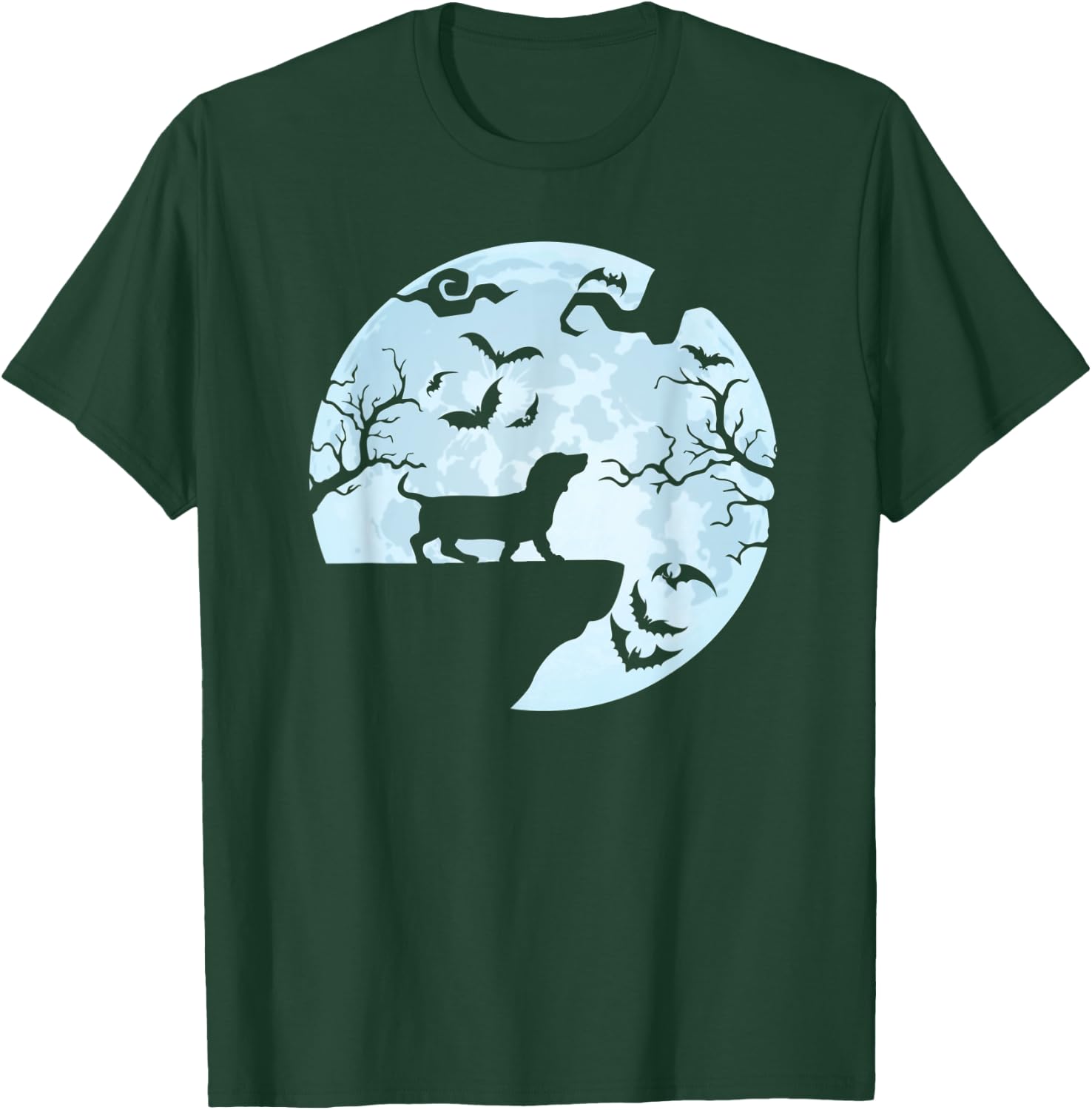 Dachshund And Moon Halloween For Dachshund Lovers T-Shirt - T-Shirt | Forest