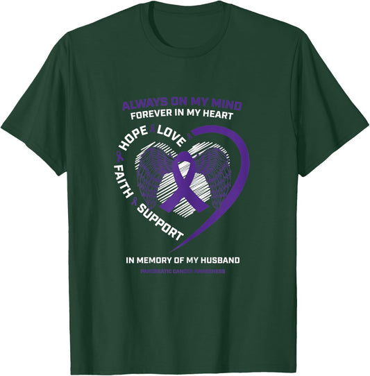 Gifts Loving Memory Of Husband Pancreatic Cancer Awareness T-Shirt - T-Shirt | Forest