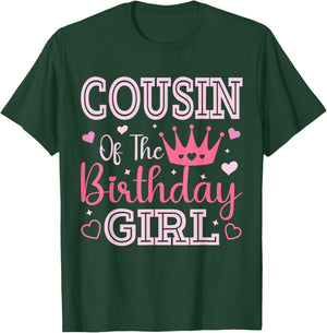 Cousin of the Birthday Girl Cute Pink Matching Family Party T-Shirt - T-Shirt | Forest