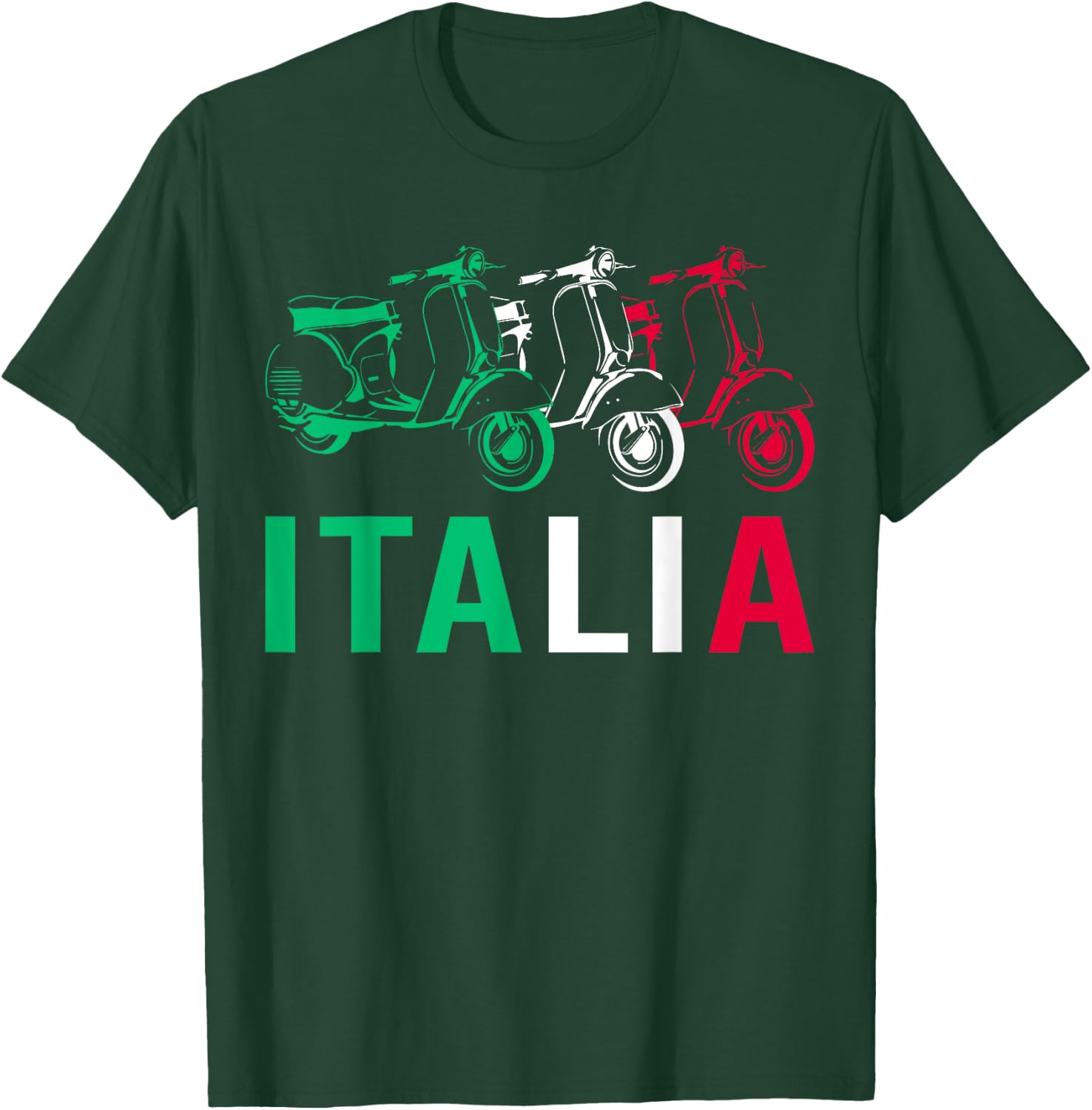 Italia Vintage Scooter Funny Italian Flag Scoot Lover Gift T-Shirt - T-Shirt | Forest