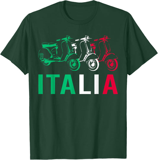 Italia Vintage Scooter Funny Italian Flag Scoot Lover Gift T-Shirt - T-Shirt | Forest