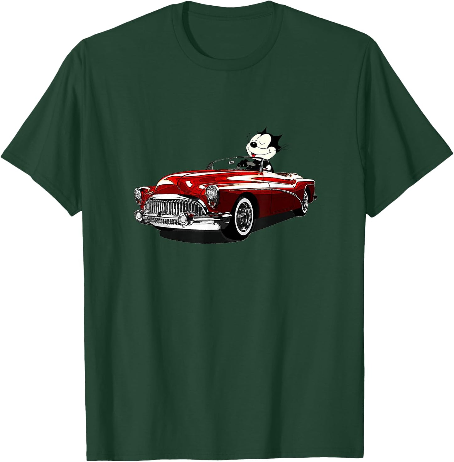 Felix Old-Skool Cat Drives Retro Red Lowrider Convertible T-Shirt - T-Shirt | Forest