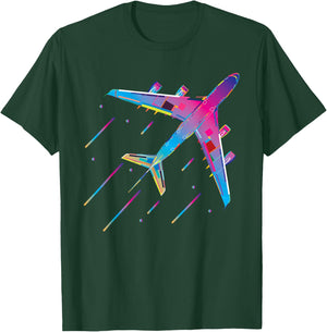 Airplanes Flying Lover Kids Retro Airplane Pilot Aviation T-Shirt - T-Shirt | Forest