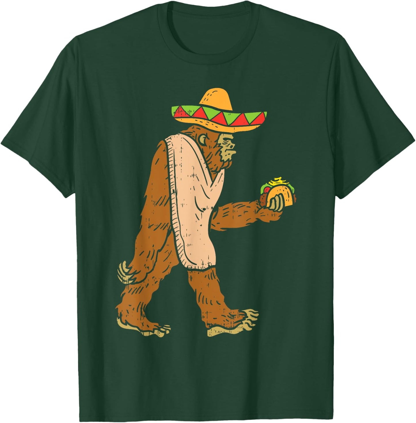 Mexican Bigfoot Sombrero Taco El Squatcho Fun Cinco De Mayo T-Shirt - T-Shirt | Forest