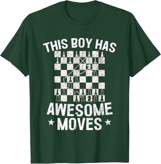 Chess Shirt For Boys Kids Chess Player Board Game T-Shirt - T-Shirt | Forest