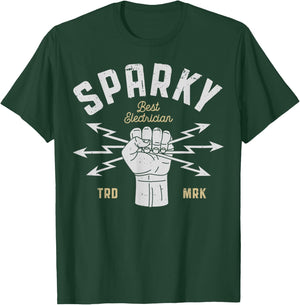 Sparky Electrician Funny Lineman Dad Retro Vintage Novelty T-Shirt - T-Shirt | Forest