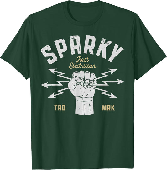 Sparky Electrician Funny Lineman Dad Retro Vintage Novelty T-Shirt - T-Shirt | Forest