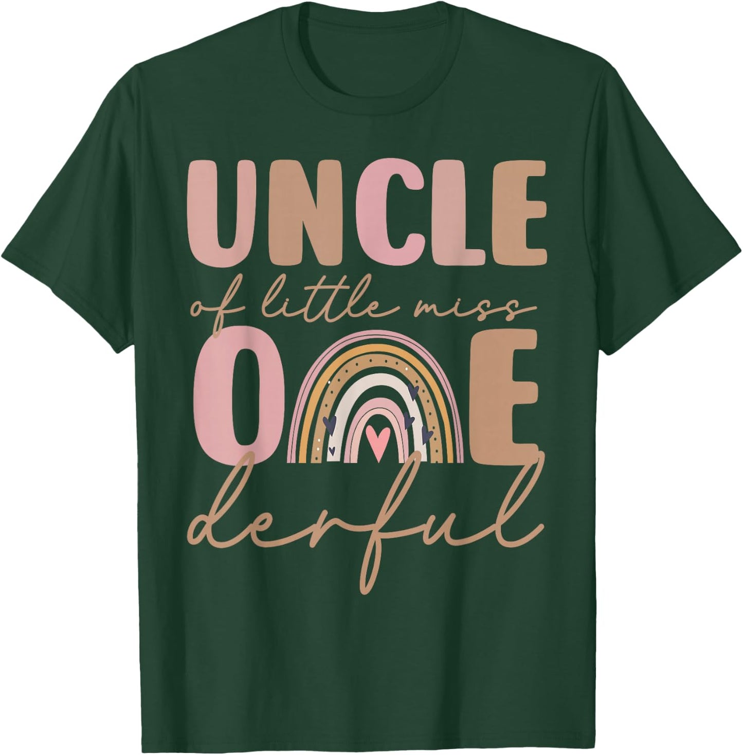Uncle of Little Miss Onederful First Birthday Boho Rainbow T-Shirt - T-Shirt | Forest