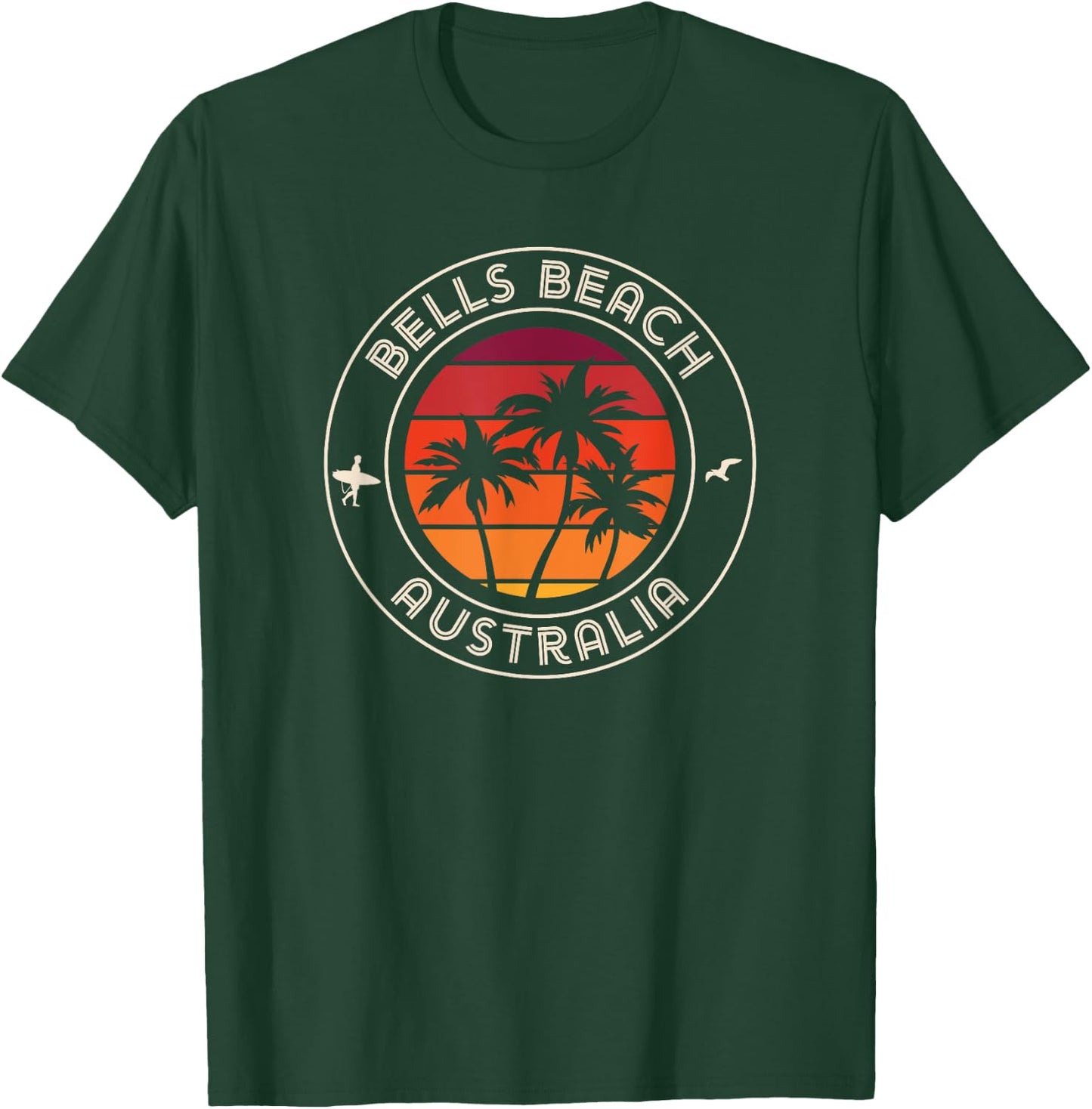 Australian Sunset Surfer and Seagull Bell's Beach T-Shirt - T-Shirt | Forest