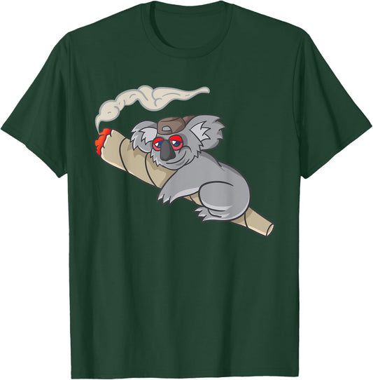 Koala Smokes Grass Marijuana Hemp Cannabis Stoning Koala Bear T-Shirt - T-Shirt | Forest