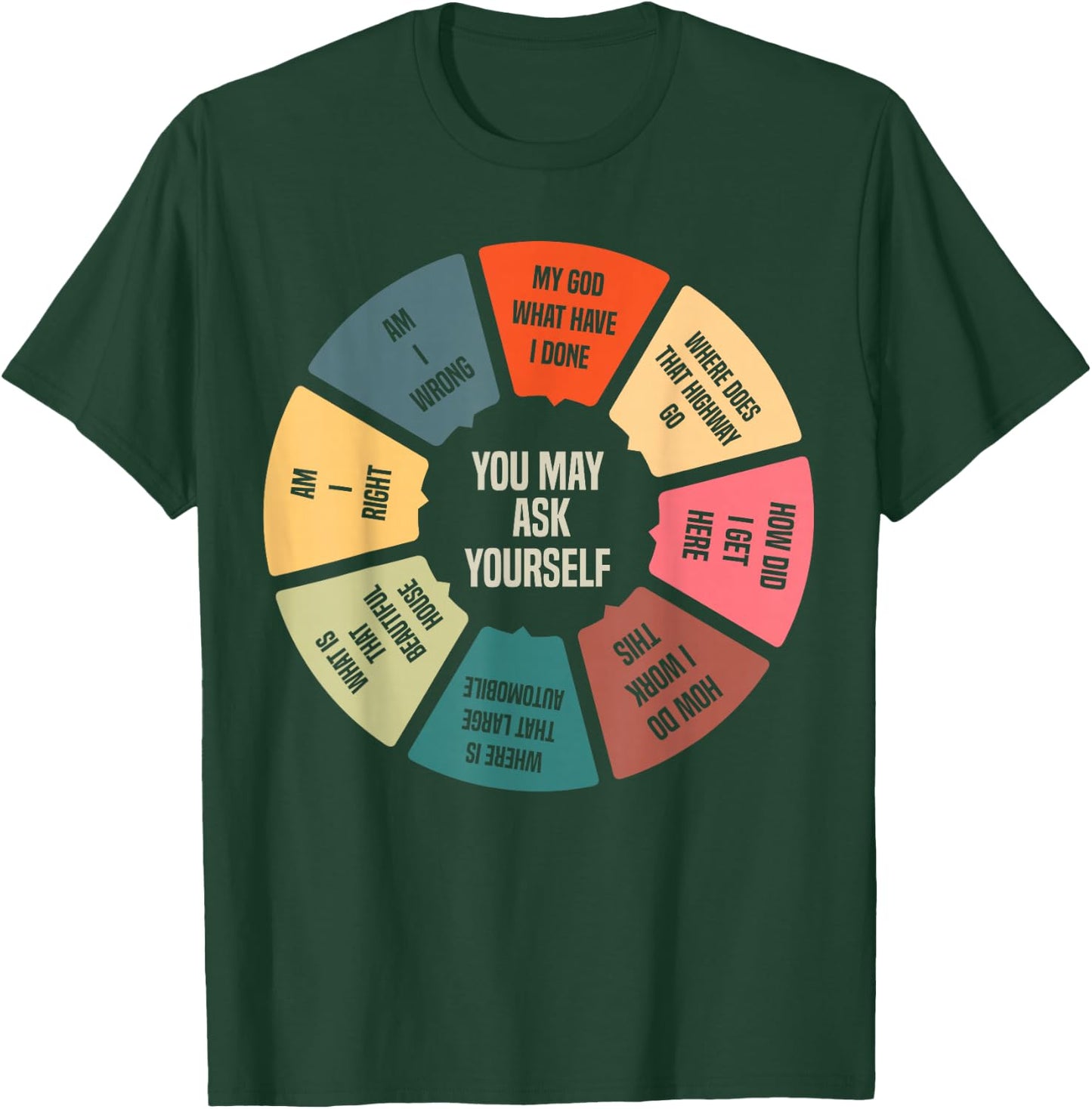 80's Music Retro Lyrics Pie Chart You May Ask Yourself T-Shirt - T-Shirt | Forest