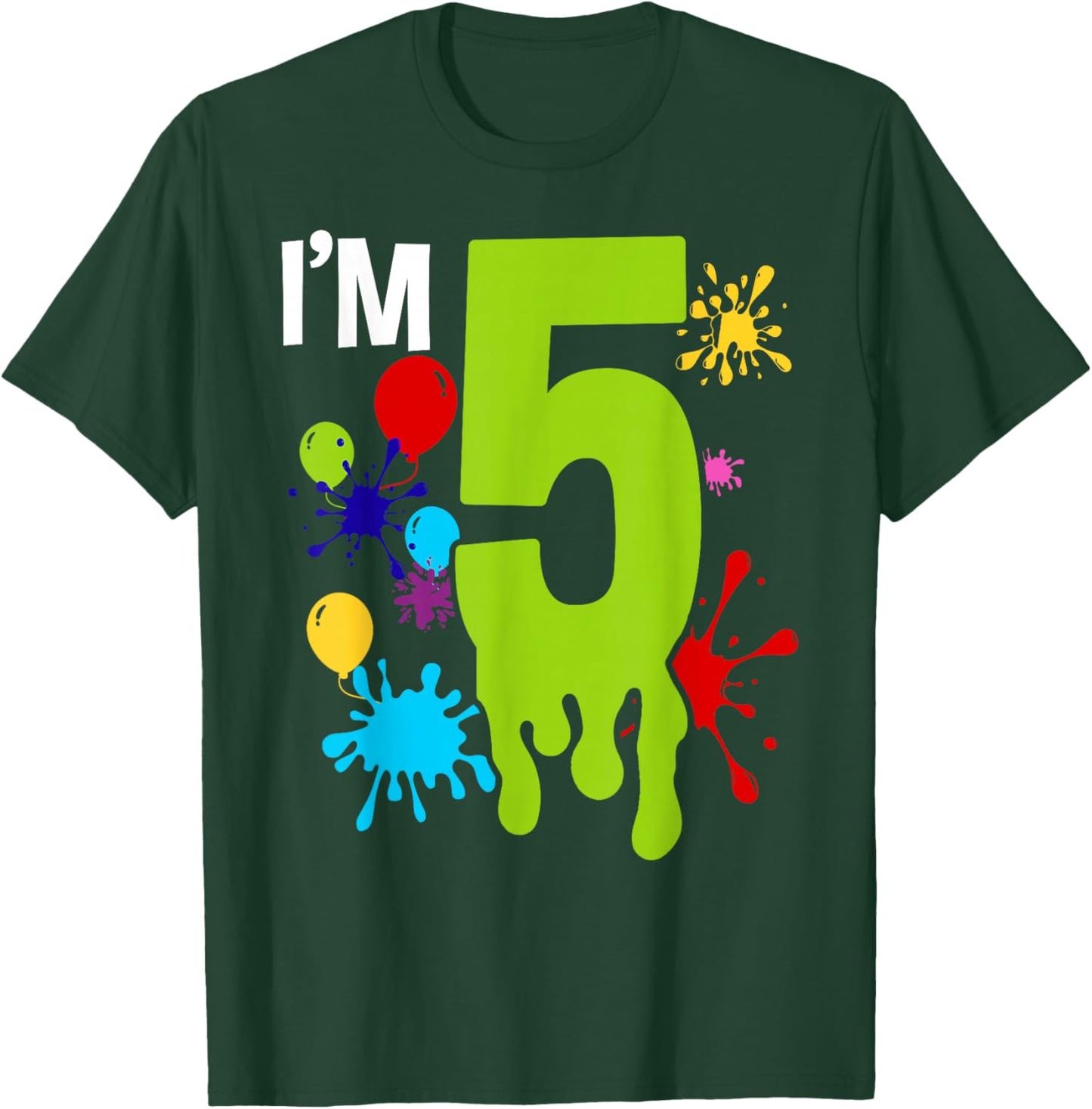 Slime 5th Birthday Party 5 Year Old Bday Party Kid T-Shirt - T-Shirt | Forest